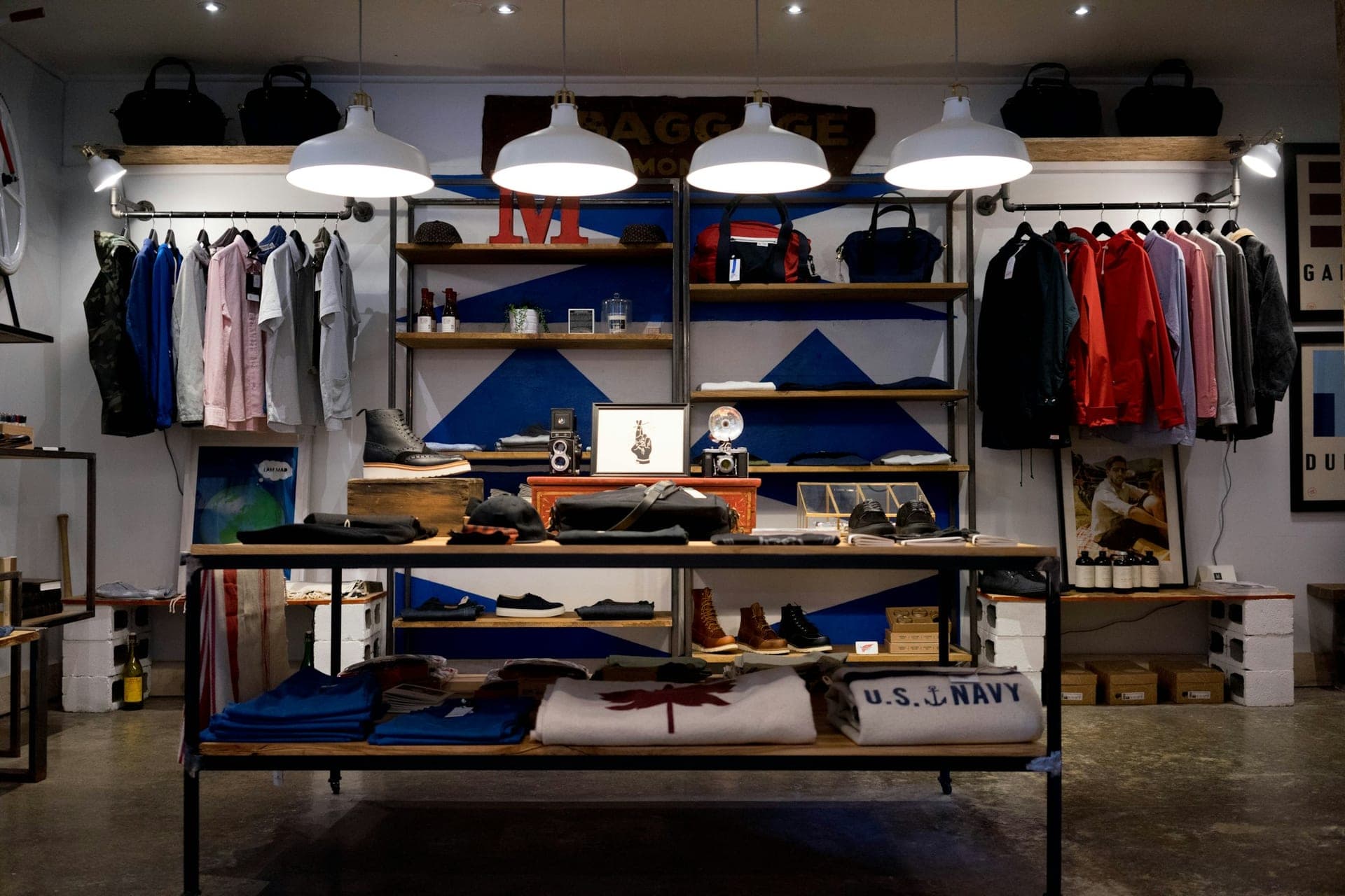 Fashion retail store interior with curated clothing displays